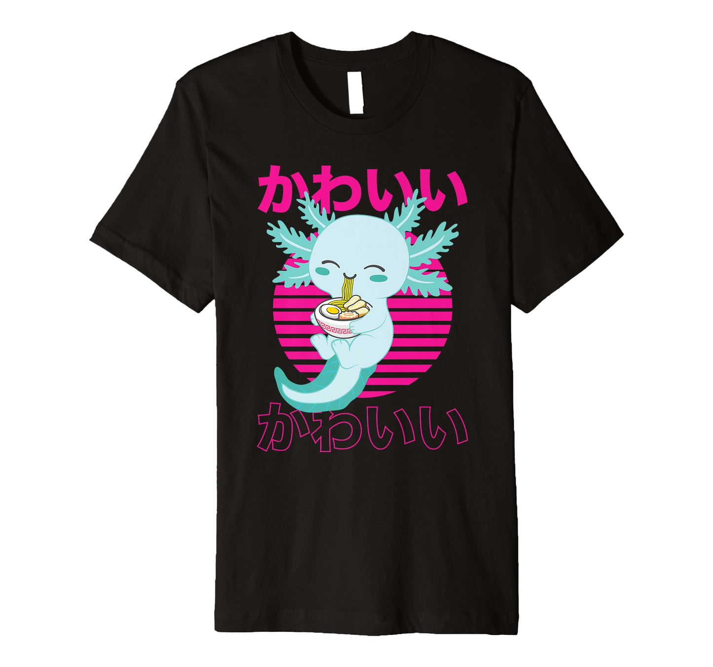 Axolotl Ramen Vaporwave T-Shirt - Casual Everyday Wear Men Women - T-Shirt, Sweatshirt, Hoodie