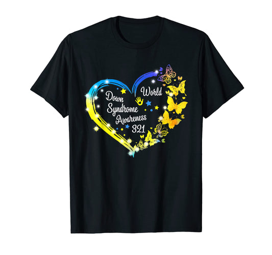Blue Yellow Ribbon Down Syndrome Peace T-Shirt - Fun Novelty Design Unisex - T-Shirt, Sweatshirt, Hoodie