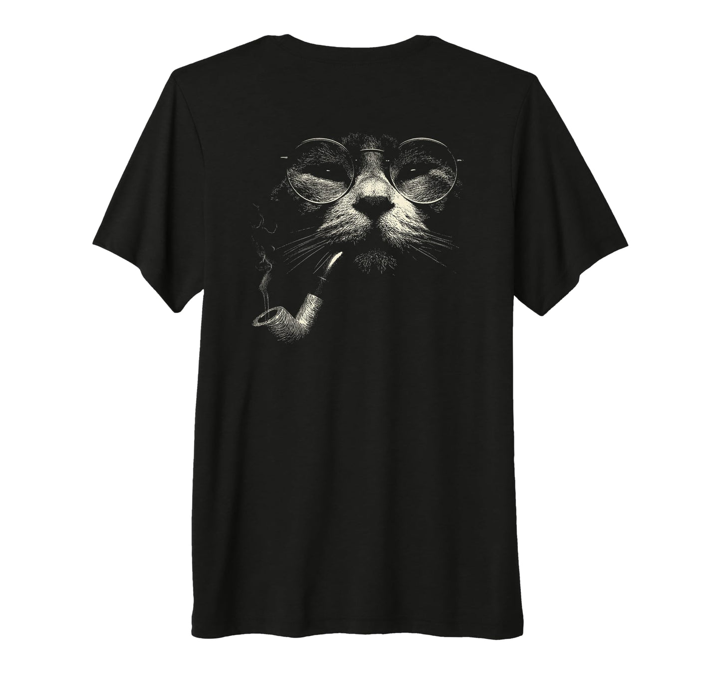 Cat Smoking Pipe Glasses Meme T-Shirt - Casual Everyday Wear Men Women - T-Shirt, Sweatshirt, Hoodie