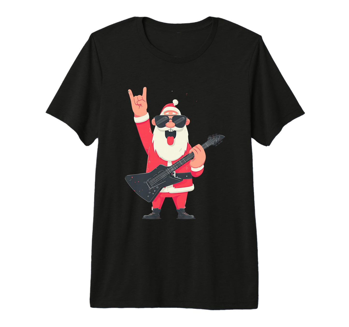 Rock N Roll Santa Electric Guitar T-Shirt - Custom Art Print Unisex - T-Shirt, Sweatshirt, Hoodie