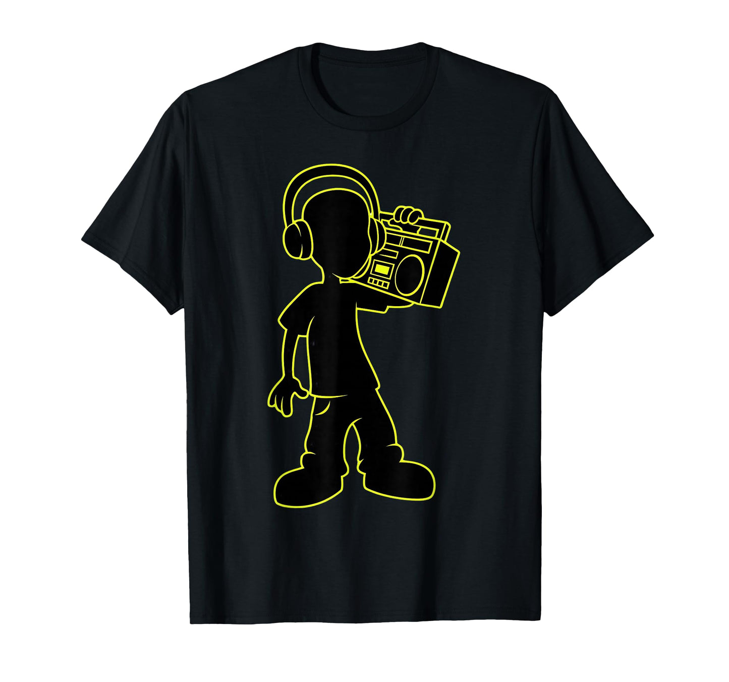 Neon Yellow Boombox Headphones Hip Hop T-Shirt - Graphic Print for Adults - T-Shirt, Sweatshirt, Hoodie