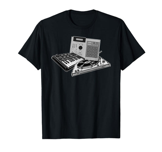 Black And White Drum Machine Midi T-Shirt - Fun Novelty Design Unisex - T-Shirt, Sweatshirt, Hoodie