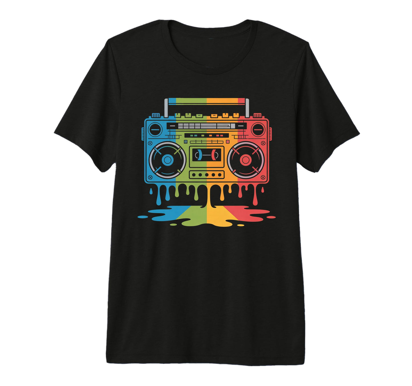 Dripping Paint Boombox Old School 80S T-Shirt - Unique Graphic for Adults - T-Shirt, Sweatshirt, Hoodie