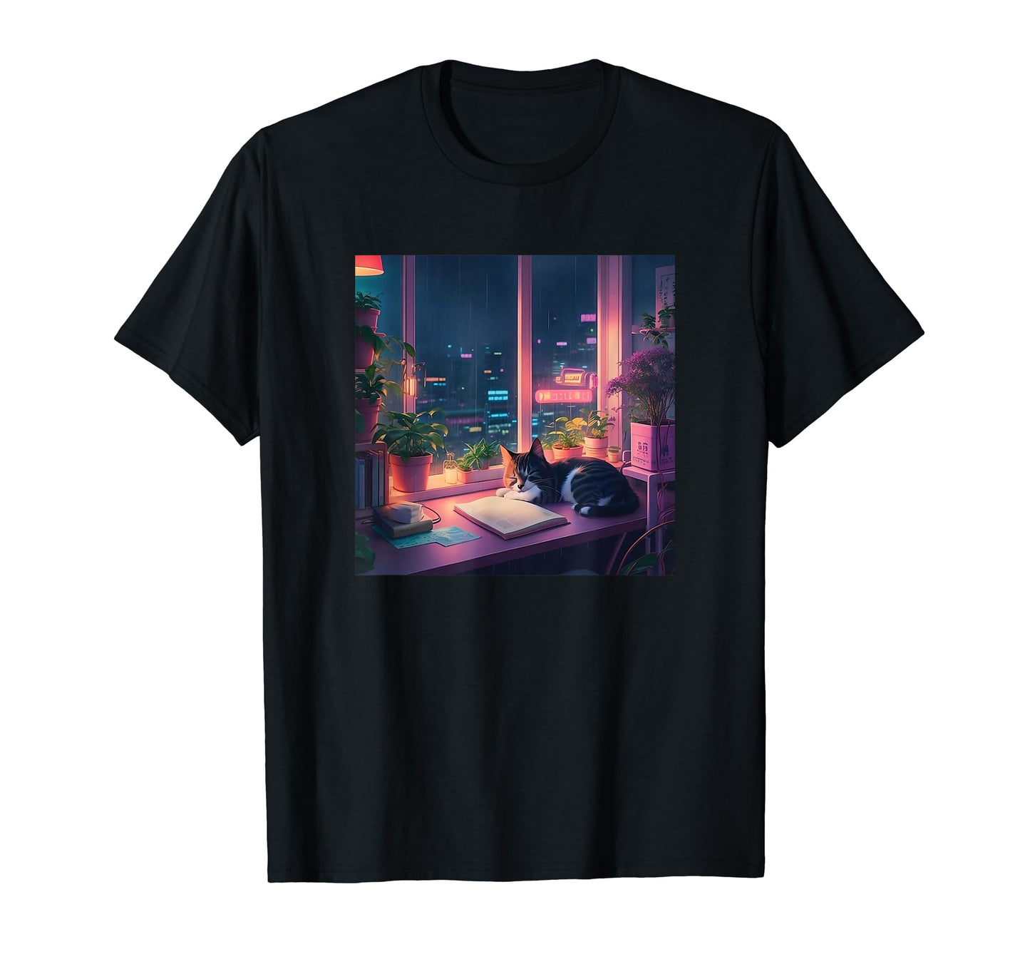Lofi Cat Japanese Anime 90S Vaporwave T-Shirt - Novelty Apparel Men Women - T-Shirt, Sweatshirt, Hoodie