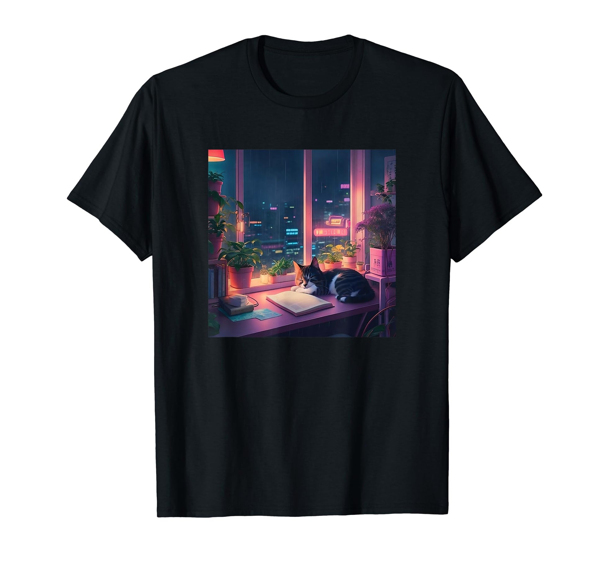 Lofi Cat Japanese Anime 90S Vaporwave T-Shirt - Novelty Apparel Men Women - T-Shirt, Sweatshirt, Hoodie