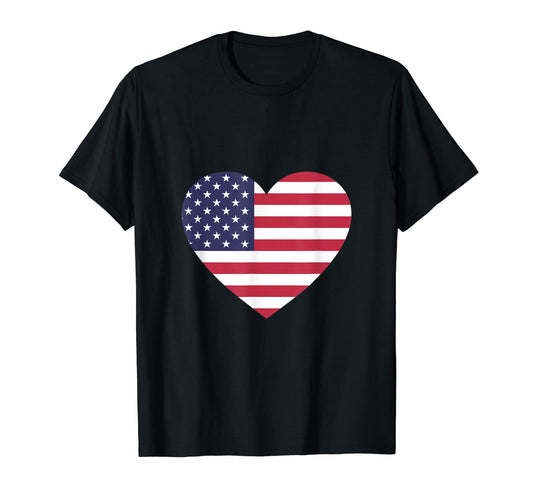 4Th July American Flag Heart Love And T-Shirt - Graphic Print for Adults - T-Shirt, Sweatshirt, Hoodie
