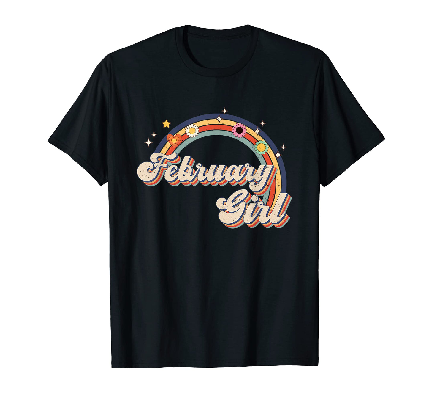 February Birthday Rainbow Birthday Party T-Shirt - Unique Graphic Unisex - T-Shirt, Sweatshirt, Hoodie