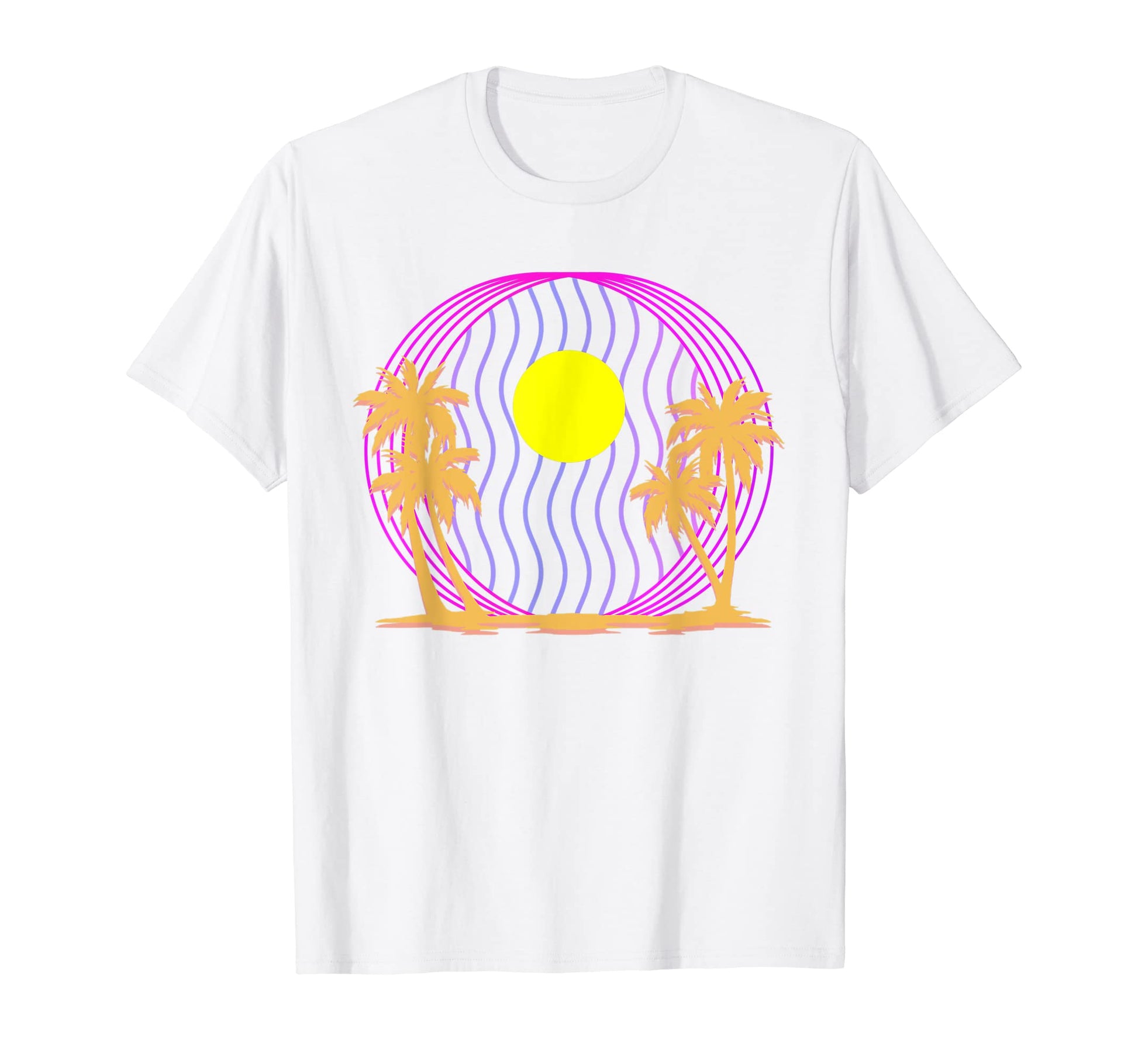 Sunset 80S Art Palm Trees 90S T-Shirt - Aesthetic Graphic for Adults - T-Shirt, Sweatshirt, Hoodie