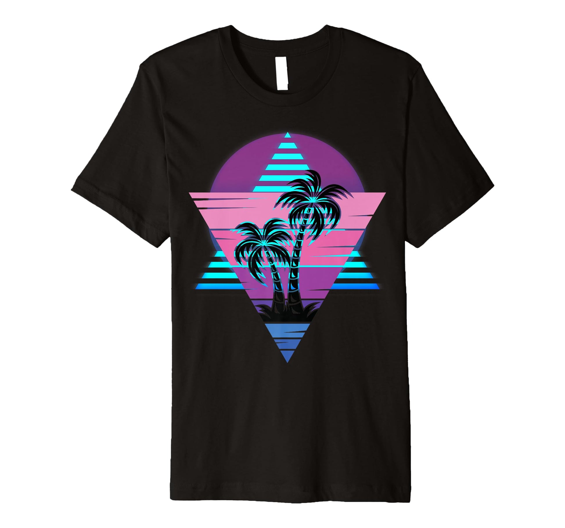 80S Vaporwave Palm Trees Sunset T-Shirt - Novelty Apparel for Adults - T-Shirt, Sweatshirt, Hoodie