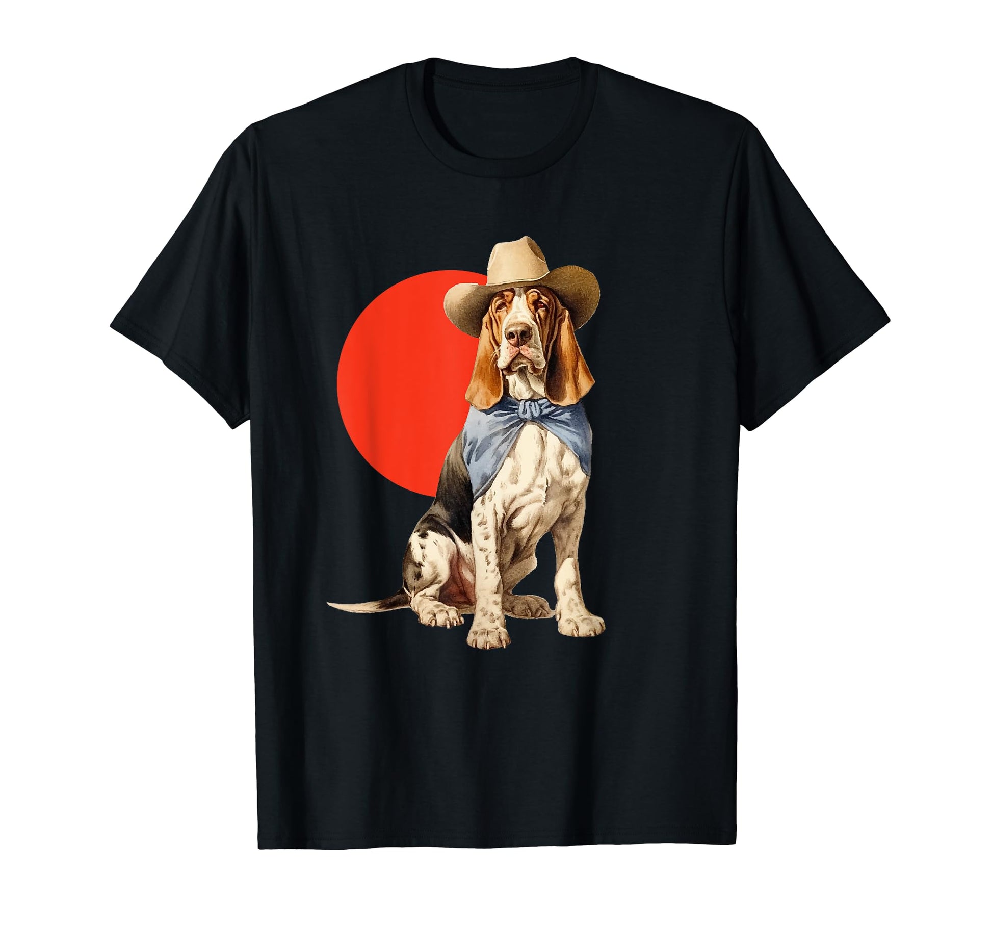 Basset Hound Cowboy Western Country Music T-Shirt - Custom Art Print Unisex - T-Shirt, Sweatshirt, Hoodie