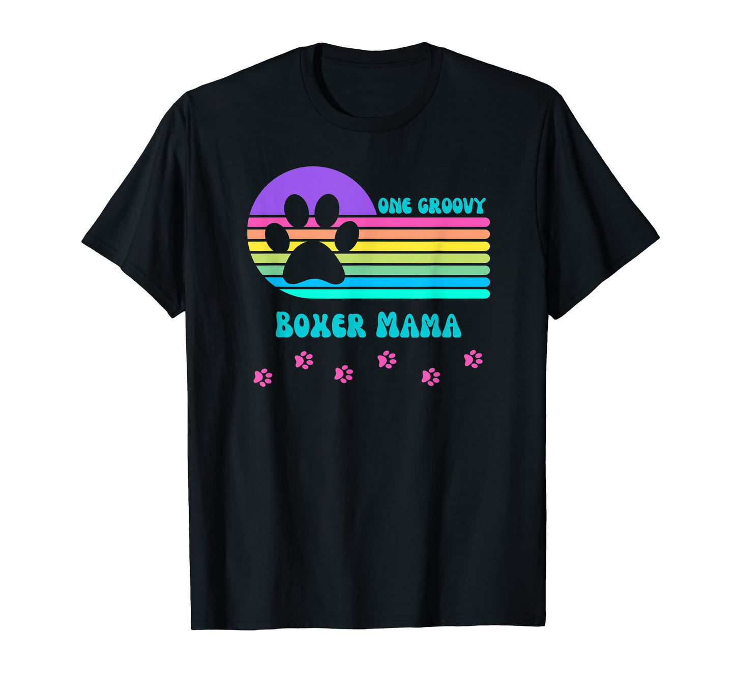 Boxer Mama Dog Mom Groovy Colorful T-Shirt - Fun Novelty Design for Adults - T-Shirt, Sweatshirt, Hoodie