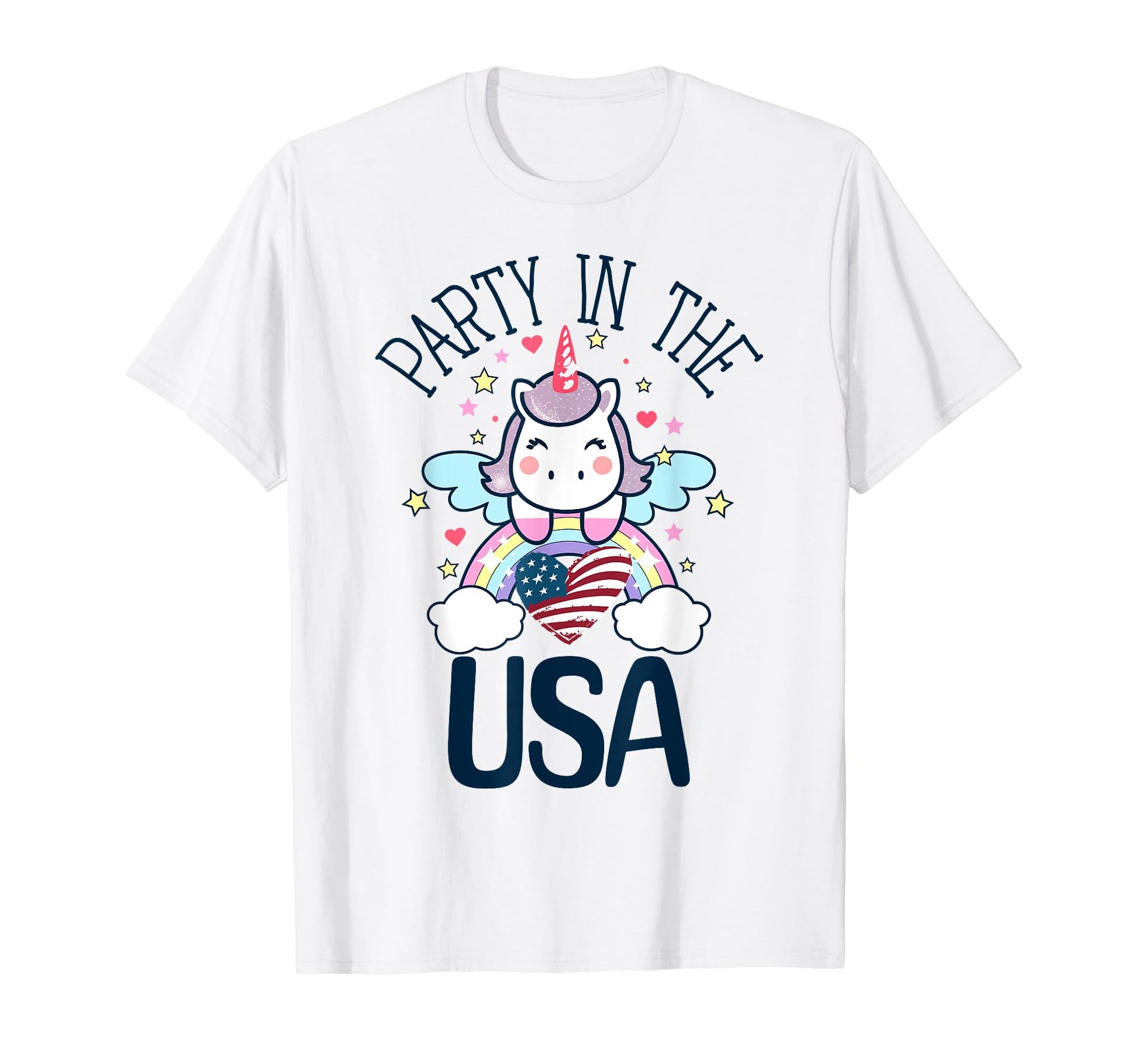 Party Usa 4Th July Unicorn Rainbows T-Shirt - Minimalist Print Unisex - T-Shirt, Sweatshirt, Hoodie