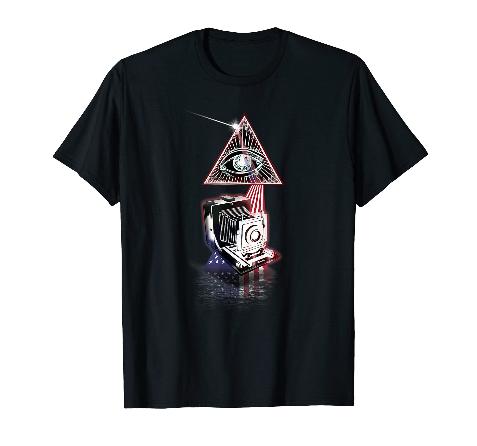 Prism Us Flag Old Camera T-Shirt - Trendy Graphic Unisex - T-Shirt, Sweatshirt, Hoodie