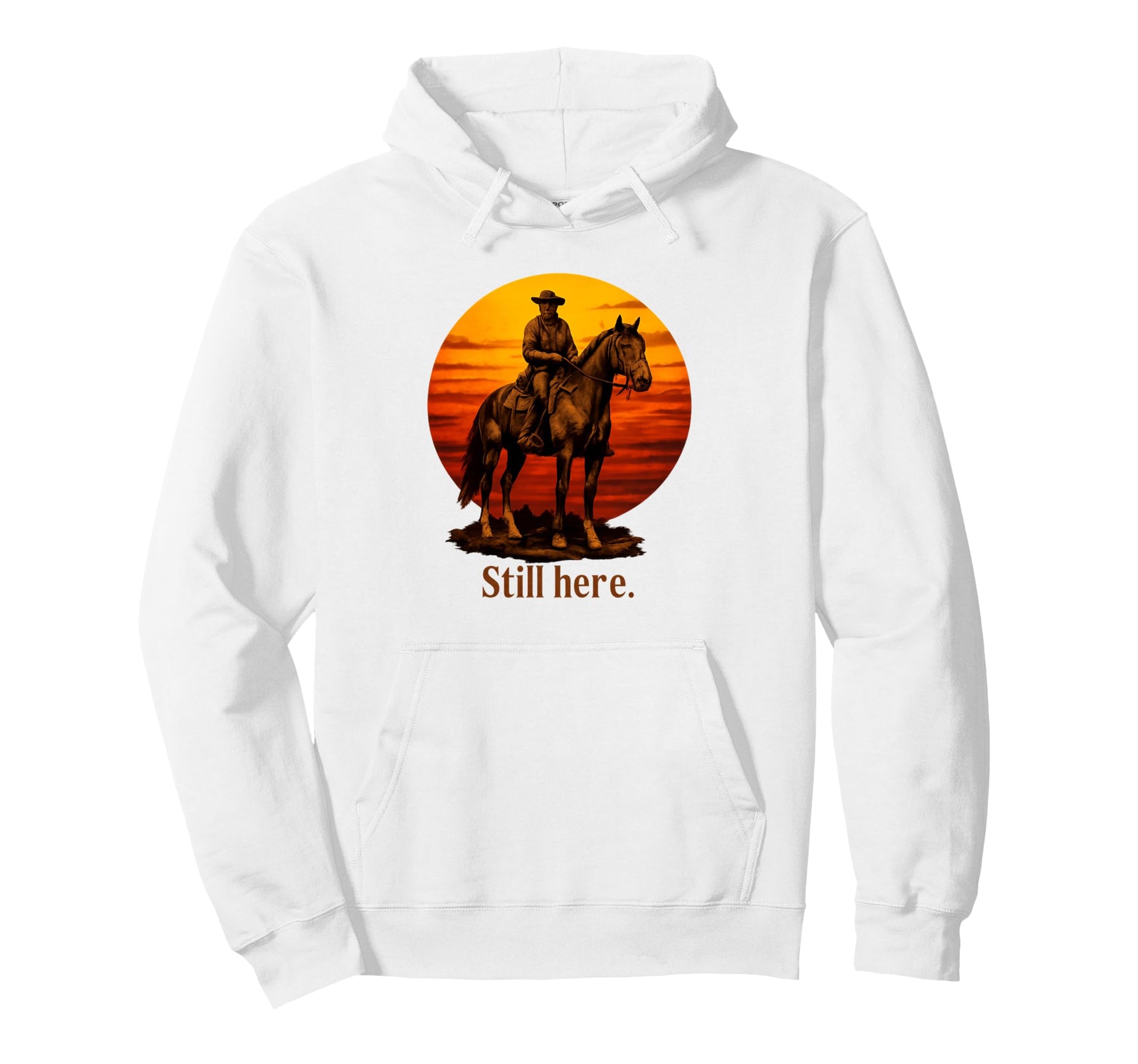 Here Western Sunset Riders Lone Riders Hoodie - Casual Everyday Wear Unisex - T-Shirt, Sweatshirt, Hoodie