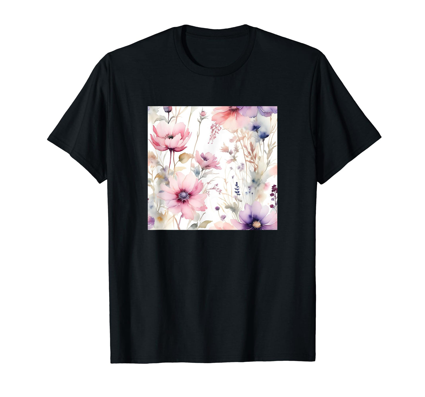 Watercolor Flowers Pattern T-Shirt - Streetwear Style Unisex - T-Shirt, Sweatshirt, Hoodie