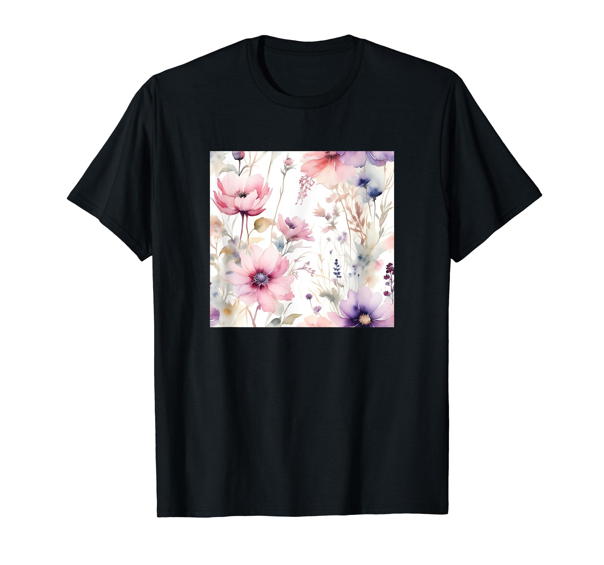 Watercolor Flowers Pattern T-Shirt - Streetwear Style Unisex - T-Shirt, Sweatshirt, Hoodie