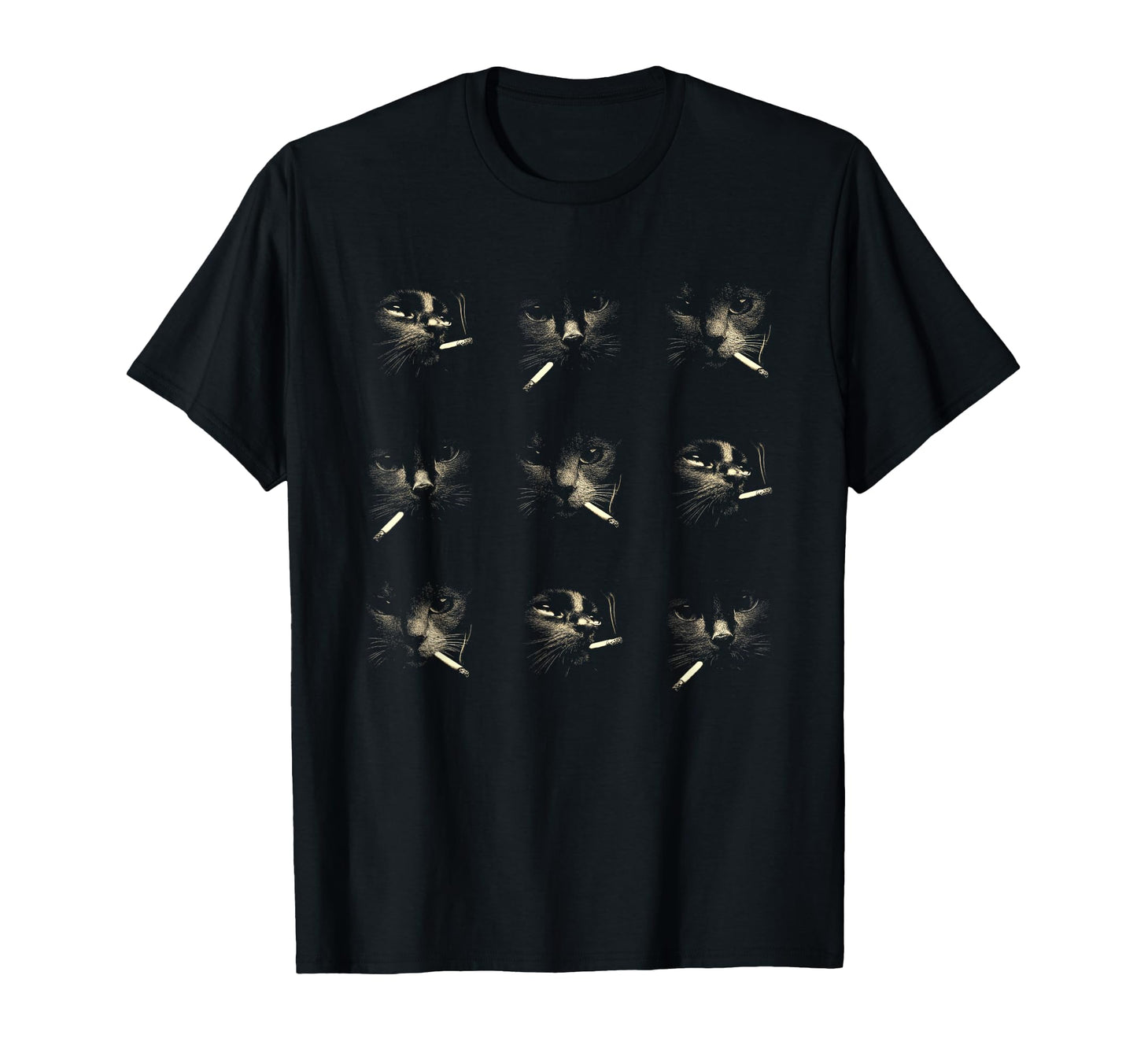 Funny Edgy Smoking Cat Meme 3X3 Grid T-Shirt - Fun Novelty Design Unisex - T-Shirt, Sweatshirt, Hoodie