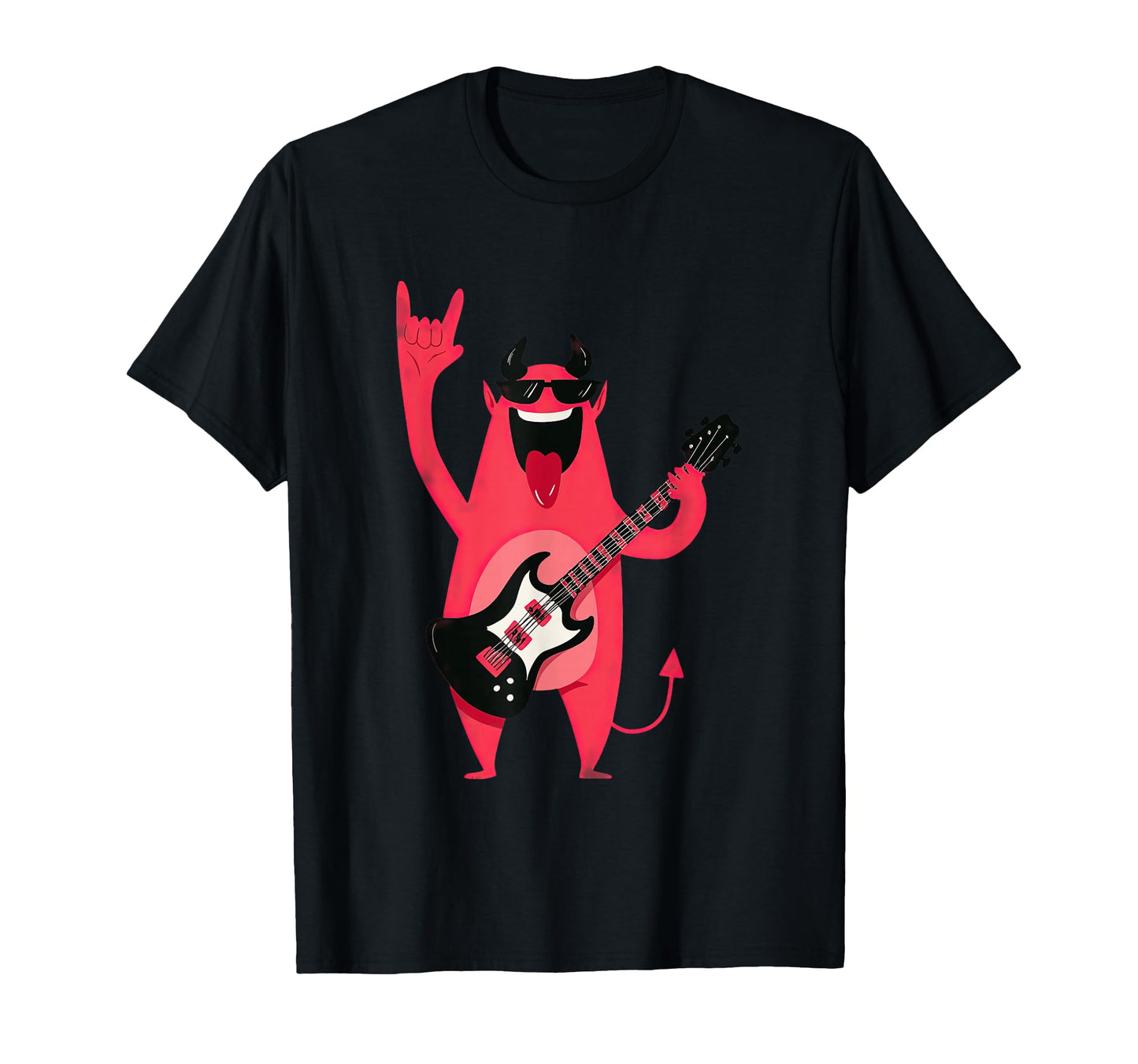 Funny Cartoon Devil Rock Music T-Shirt - Aesthetic Graphic for Adults - T-Shirt, Sweatshirt, Hoodie