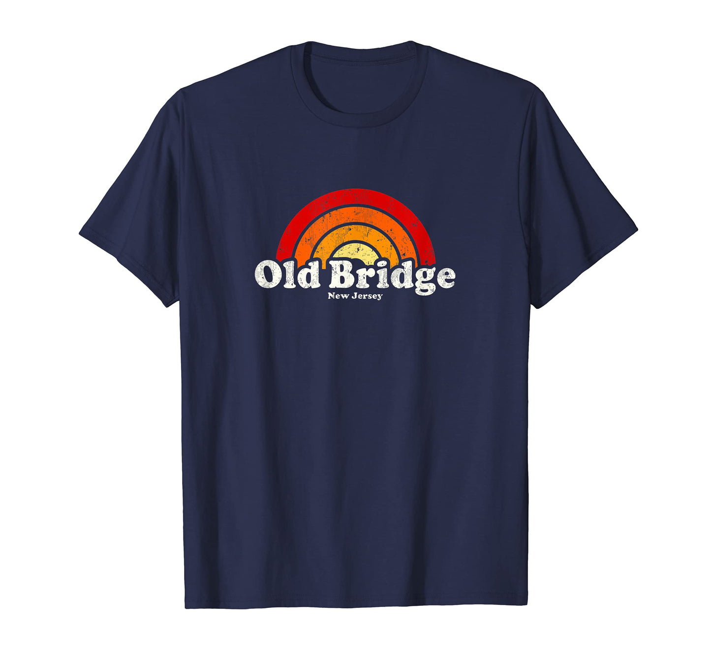 Old Bridge New Jersey Nj 70S Rainbow T-Shirt - Aesthetic Graphic for Adults - T-Shirt, Sweatshirt, Hoodie