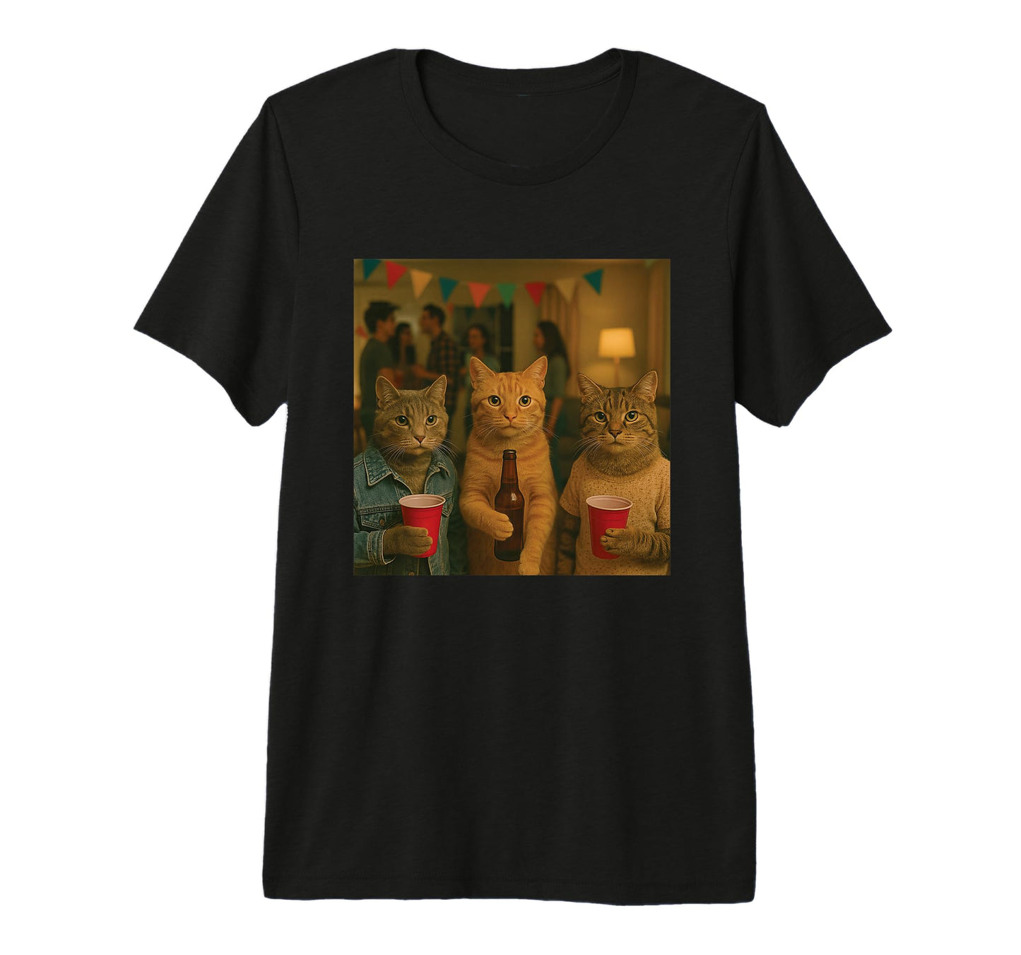 Funny Cat Party Cats Photo Funny T-Shirt - Novelty Apparel for Adults - T-Shirt, Sweatshirt, Hoodie