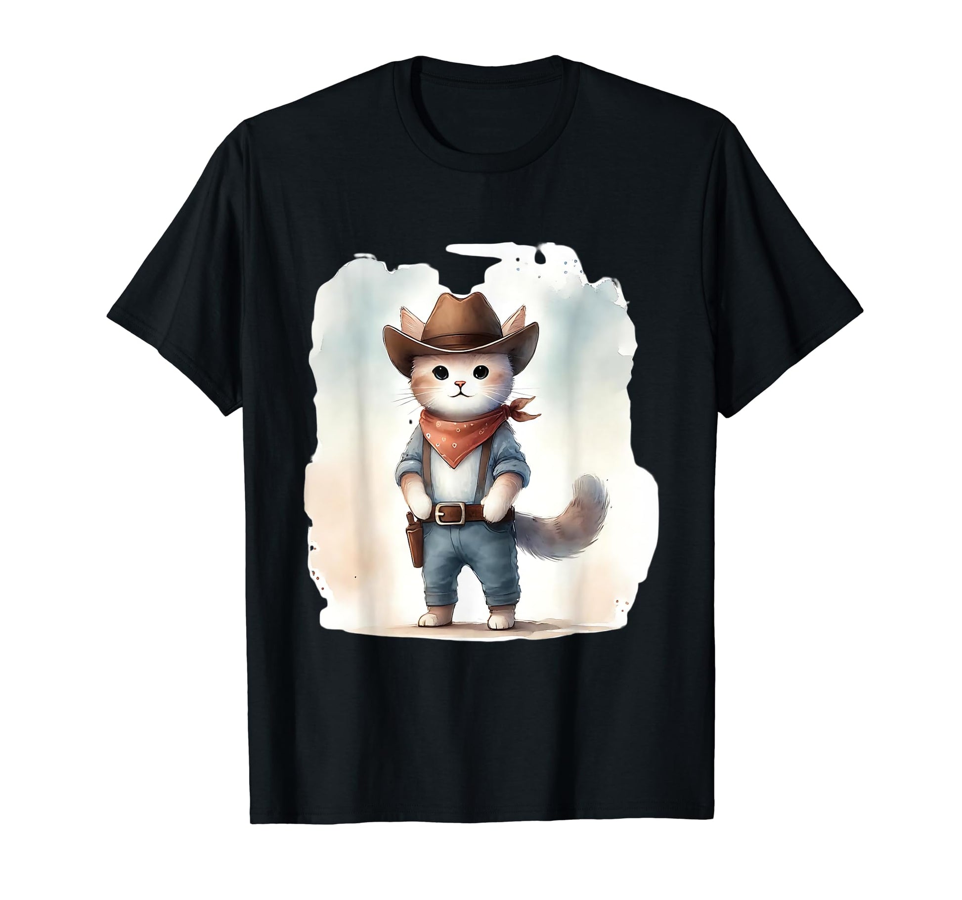 Meowdy Funny Cat Wearing Cowboy Hat T-Shirt - Custom Art Print Unisex - T-Shirt, Sweatshirt, Hoodie