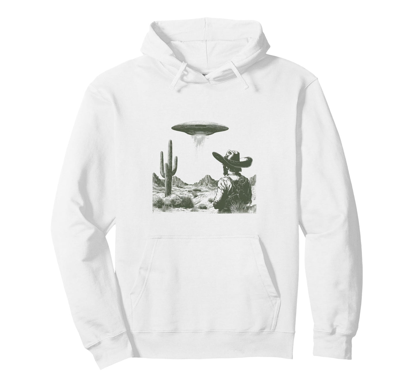Cowboy Ufo Encounter Alien Western Hoodie - Novelty Apparel Unisex - T-Shirt, Sweatshirt, Hoodie