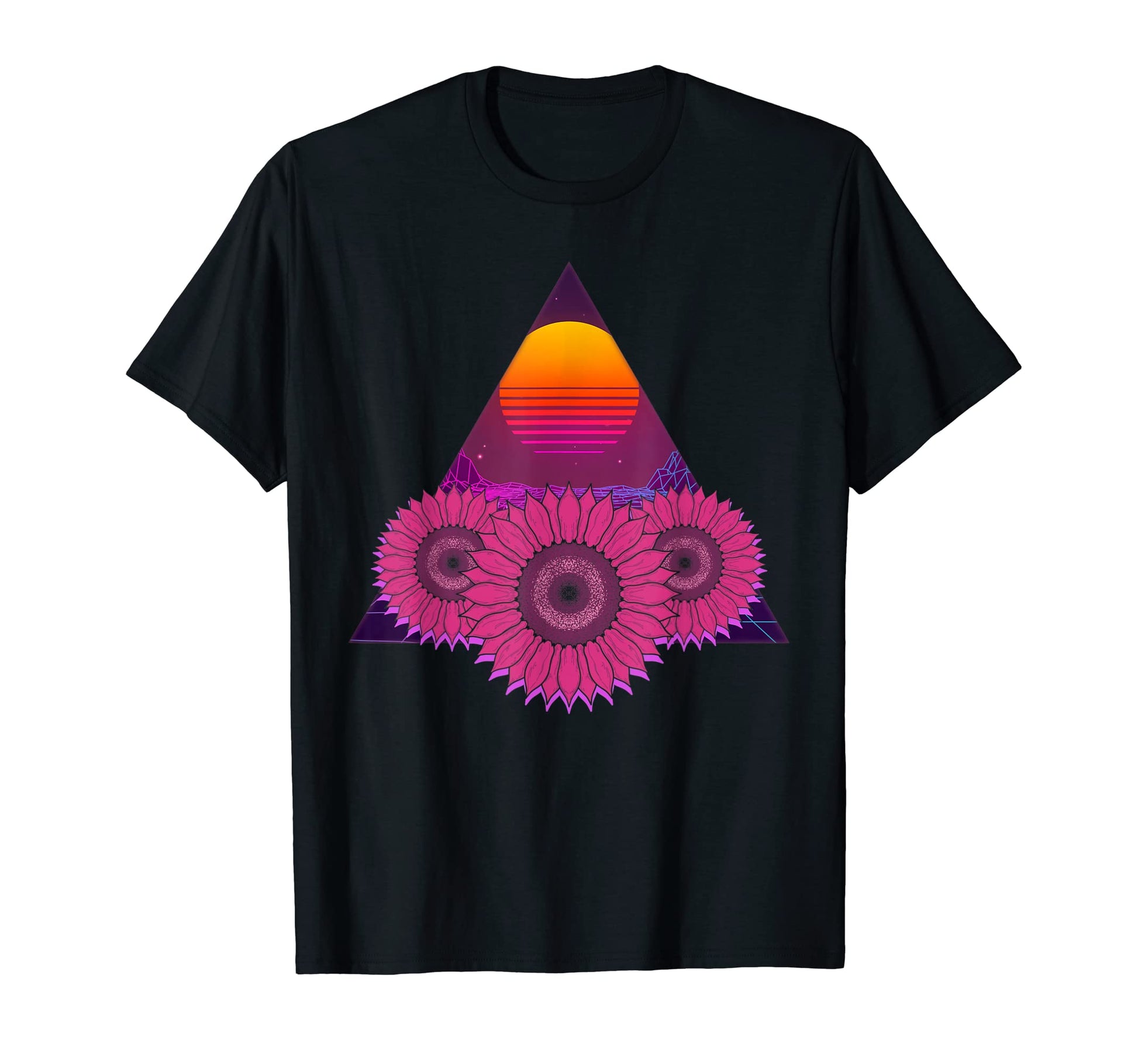 Floral Sunset Flower Vaporwave 80S Art T-Shirt - Unique Graphic Unisex - T-Shirt, Sweatshirt, Hoodie