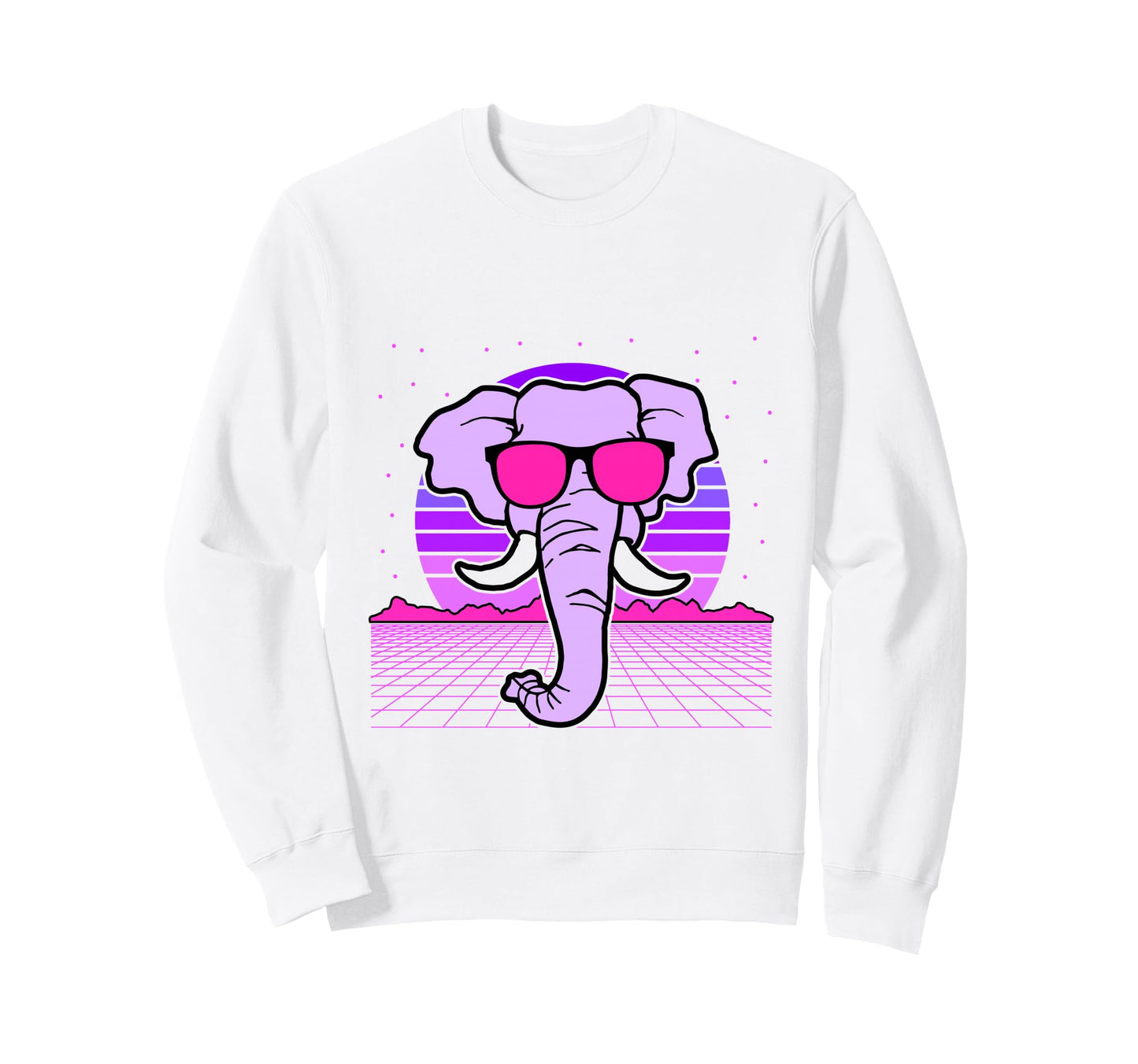 Aesthetic Vaporwave Outfits Elephant Sweatshirt - Graphic Print for Adults - T-Shirt, Sweatshirt, Hoodie