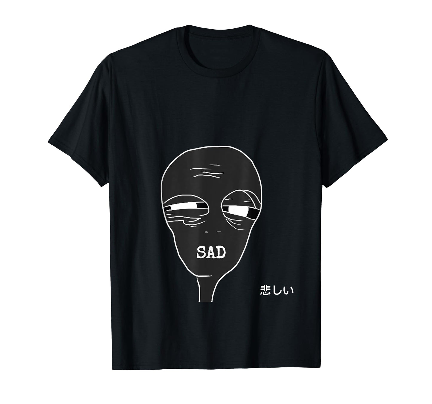 Sad Alien Vaporwave Aesthetic Japanese T-Shirt - Aesthetic Graphic Unisex - T-Shirt, Sweatshirt, Hoodie