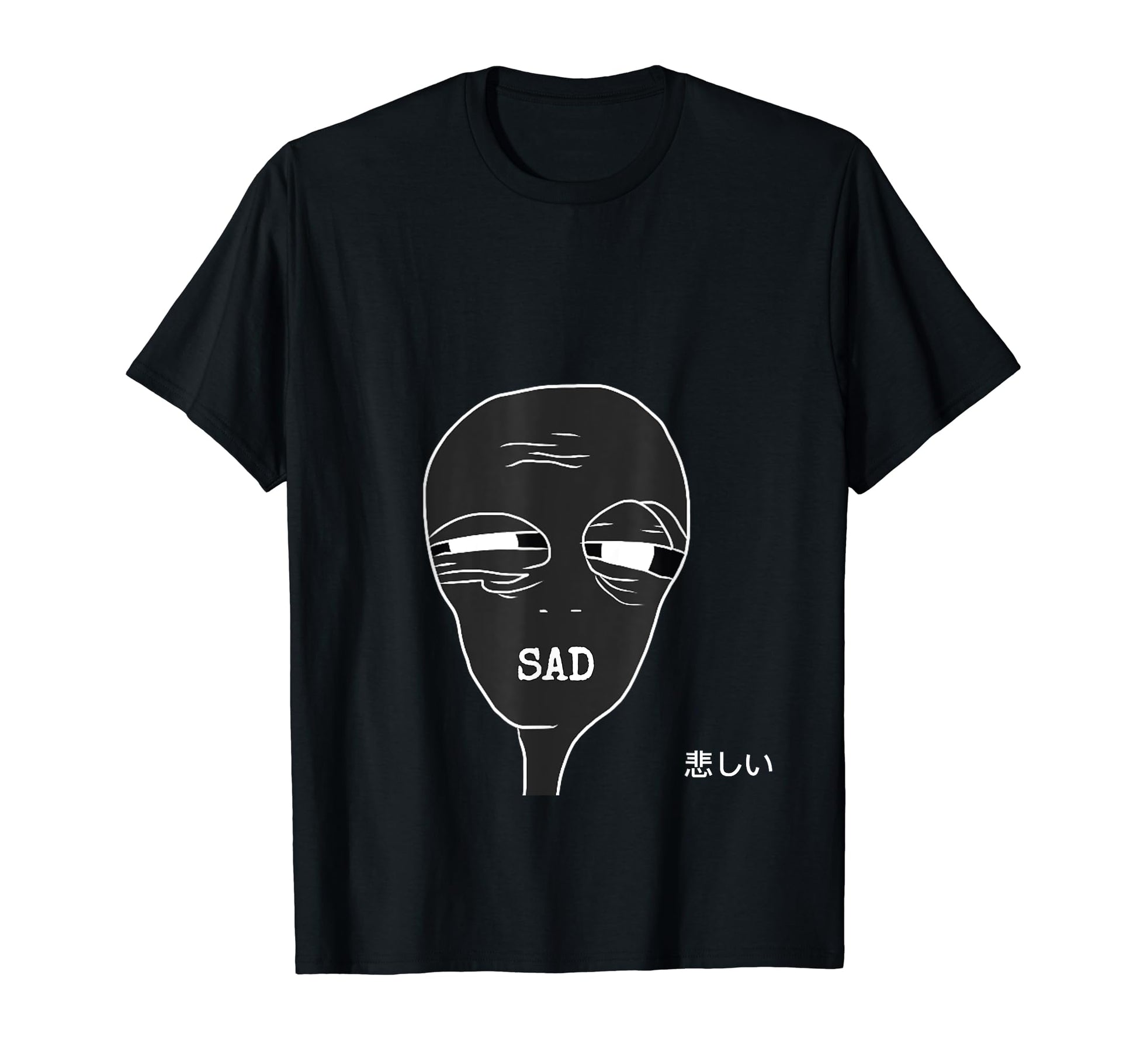 Sad Alien Vaporwave Aesthetic Japanese T-Shirt - Aesthetic Graphic Unisex - T-Shirt, Sweatshirt, Hoodie