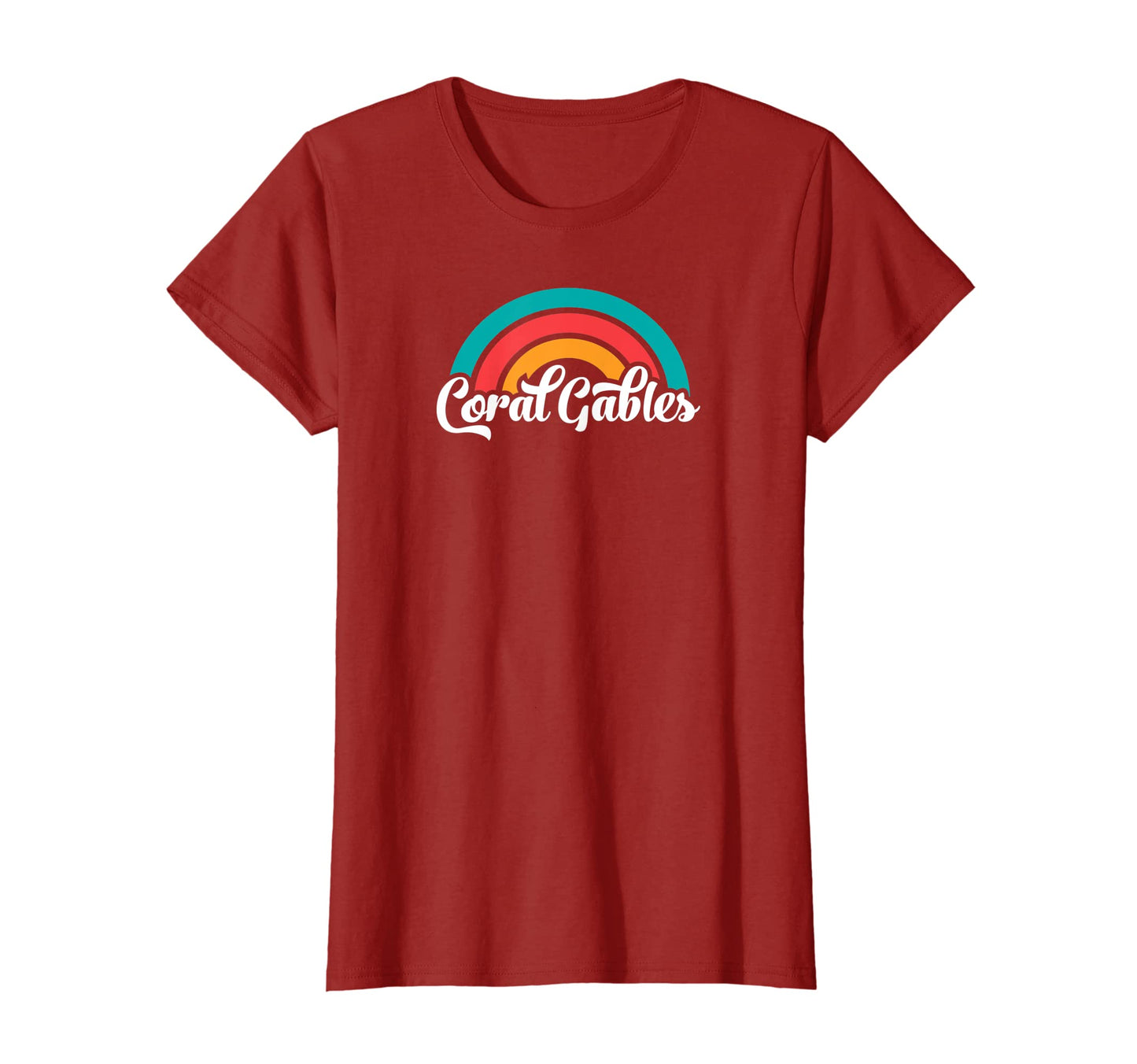 Womens Coral Gables Fl Script Rainbow T-Shirt - Streetwear Style Unisex - T-Shirt, Sweatshirt, Hoodie