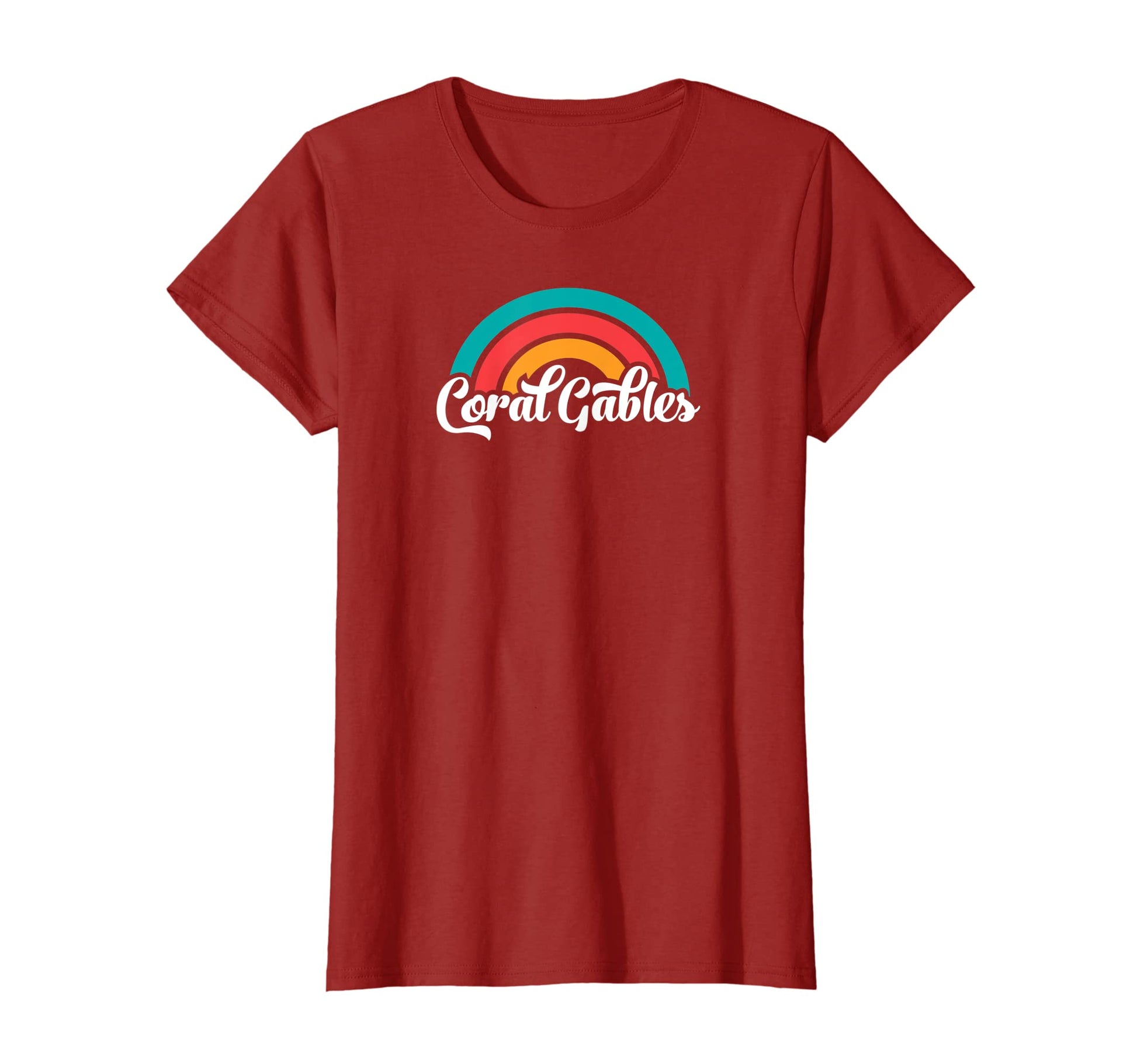 Womens Coral Gables Fl Script Rainbow T-Shirt - Streetwear Style Unisex - T-Shirt, Sweatshirt, Hoodie