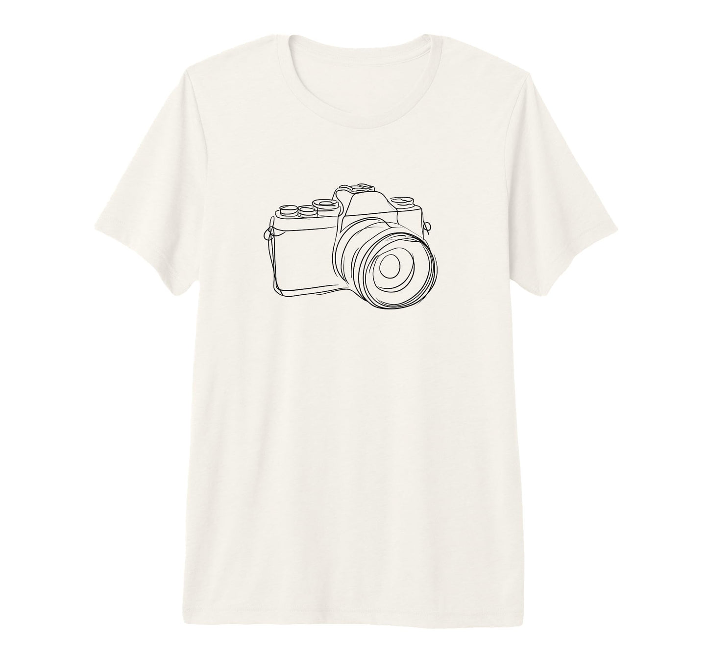 Line Drawn Camera Tri Blend T-Shirt - Aesthetic Graphic for Adults - T-Shirt, Sweatshirt, Hoodie