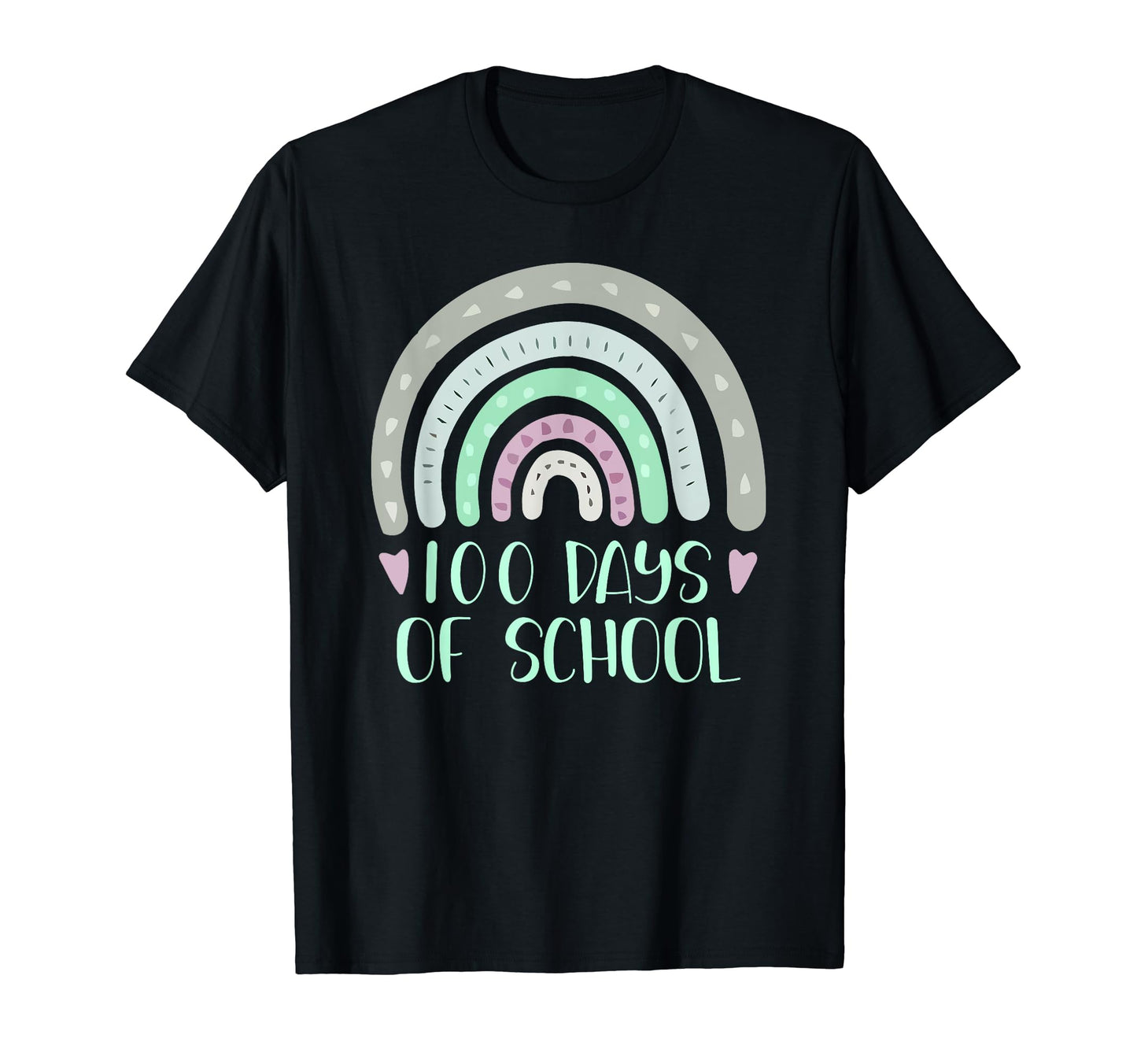 100 Days School Teacher Student Rainbow T-Shirt - Minimalist Print Unisex - T-Shirt, Sweatshirt, Hoodie