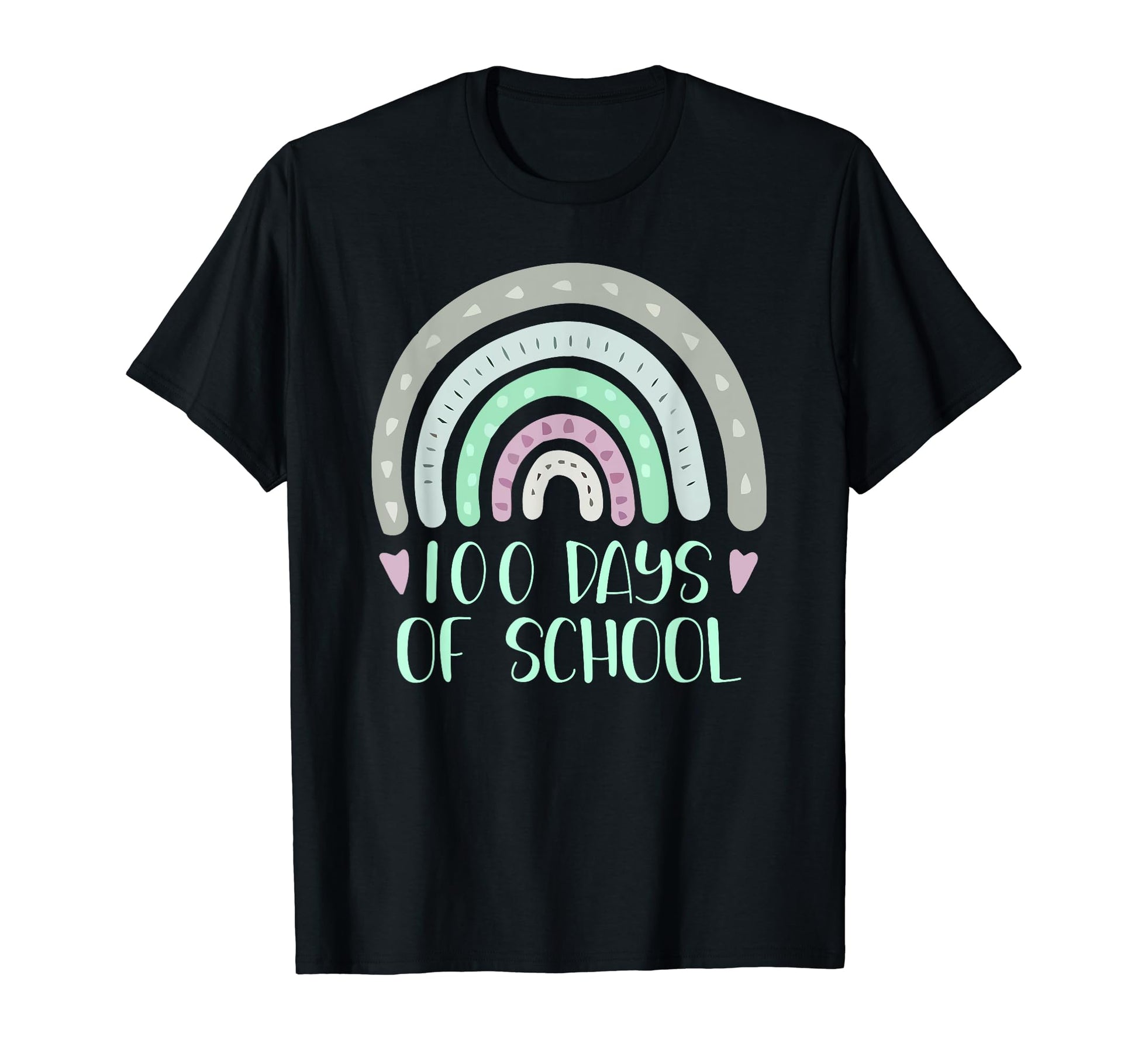 100 Days School Teacher Student Rainbow T-Shirt - Minimalist Print Unisex - T-Shirt, Sweatshirt, Hoodie