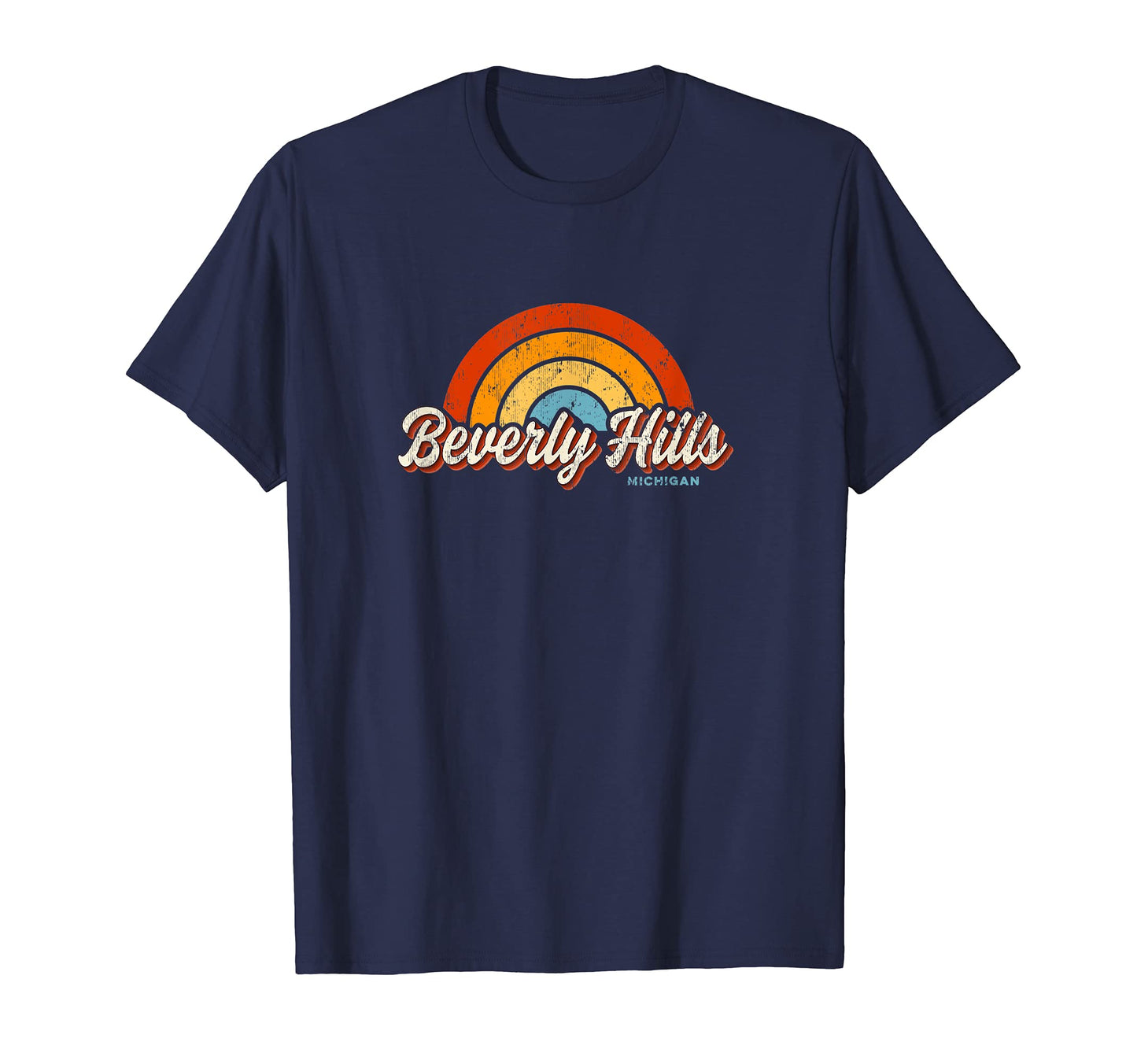 Beverly Hills Michigan Mi Rainbow 70S T-Shirt - Custom Art Print Men Women - T-Shirt, Sweatshirt, Hoodie