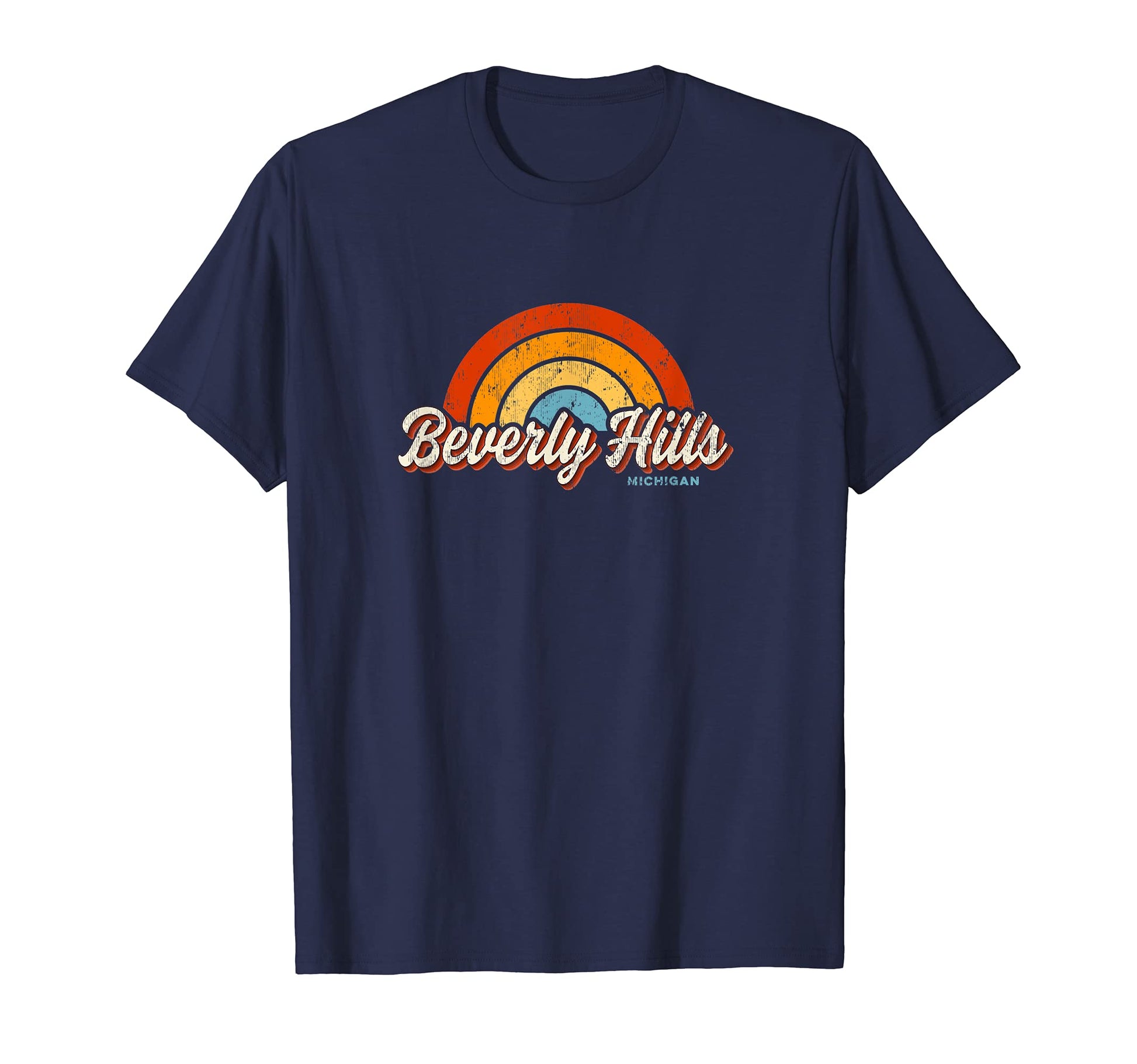 Beverly Hills Michigan Mi Rainbow 70S T-Shirt - Custom Art Print Men Women - T-Shirt, Sweatshirt, Hoodie