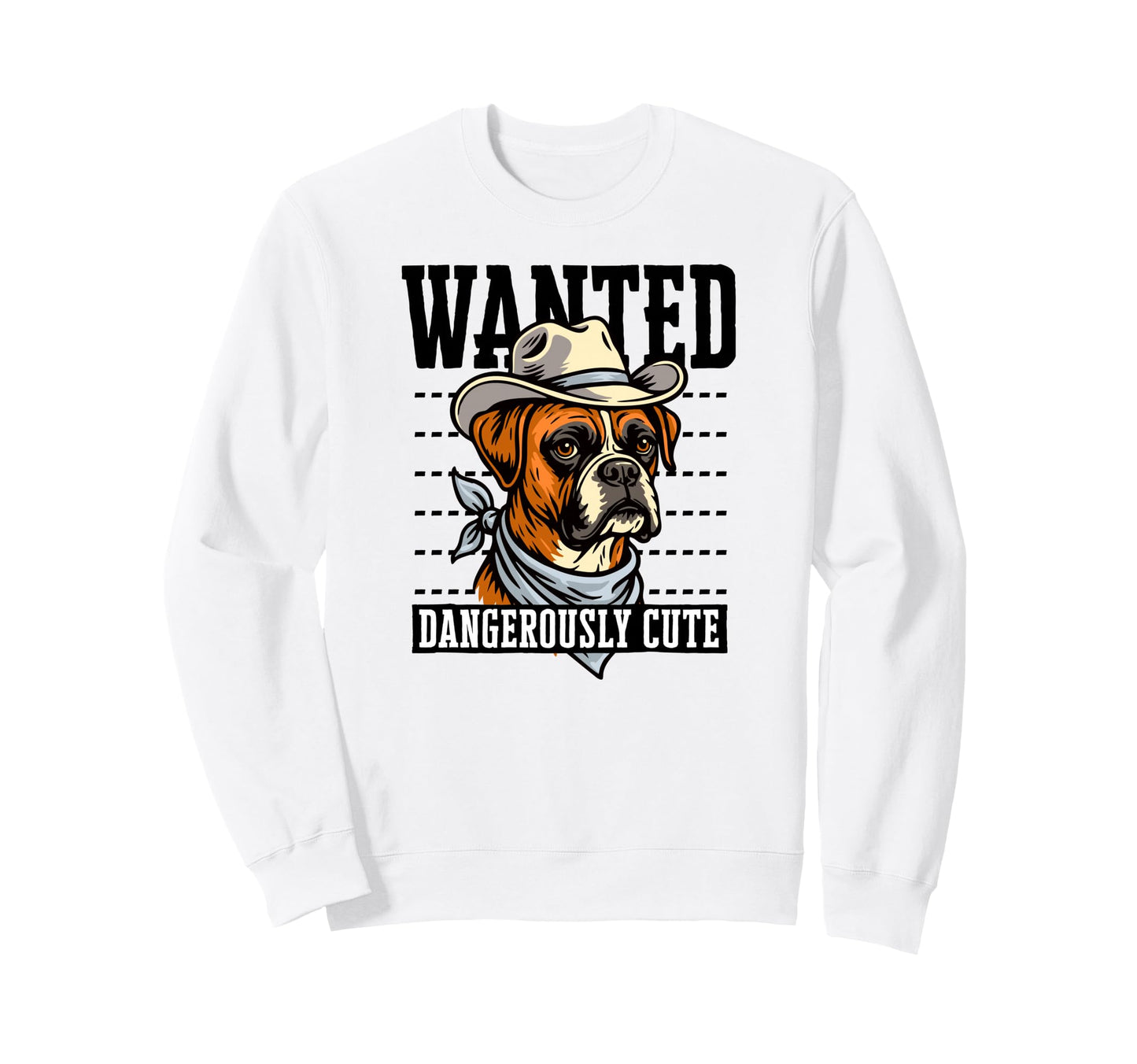 Funny Cowboy Wanted Boxer Drawing Sweatshirt - Minimalist Print Men Women - T-Shirt, Sweatshirt, Hoodie