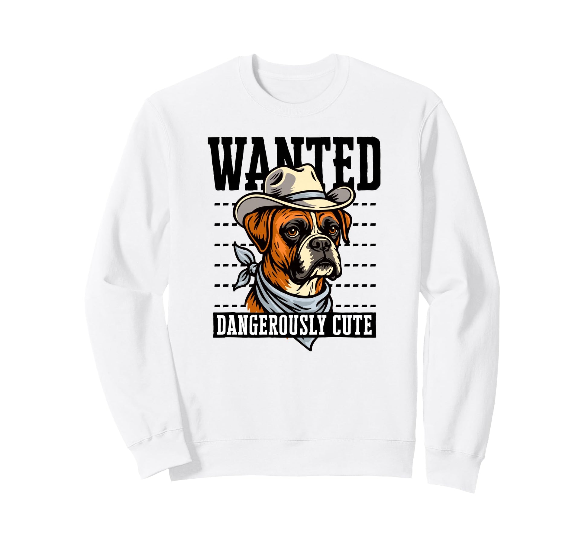 Funny Cowboy Wanted Boxer Drawing Sweatshirt - Minimalist Print Men Women - T-Shirt, Sweatshirt, Hoodie