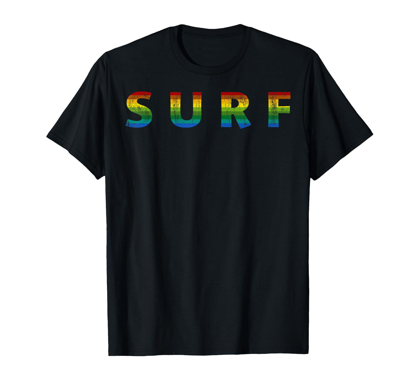 Surf Rainbow Letters Distress T-Shirt - Aesthetic Graphic for Adults - T-Shirt, Sweatshirt, Hoodie