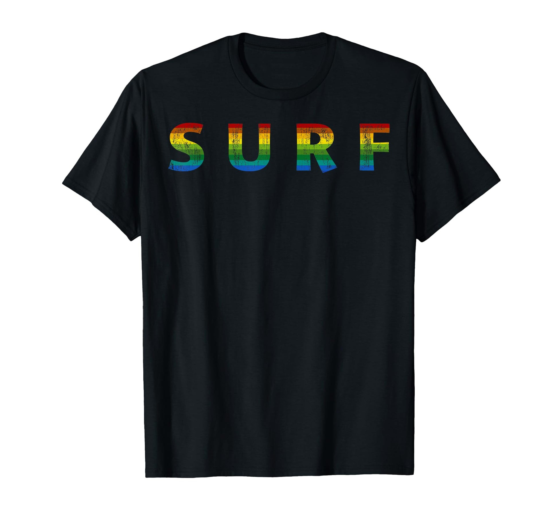 Surf Rainbow Letters Distress T-Shirt - Aesthetic Graphic for Adults - T-Shirt, Sweatshirt, Hoodie