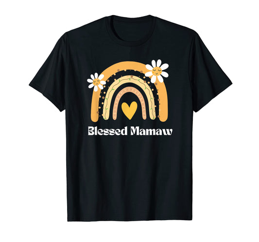 Blessed Mamaw Grandma Happy Yellow T-Shirt - Unique Graphic Men Women - T-Shirt, Sweatshirt, Hoodie
