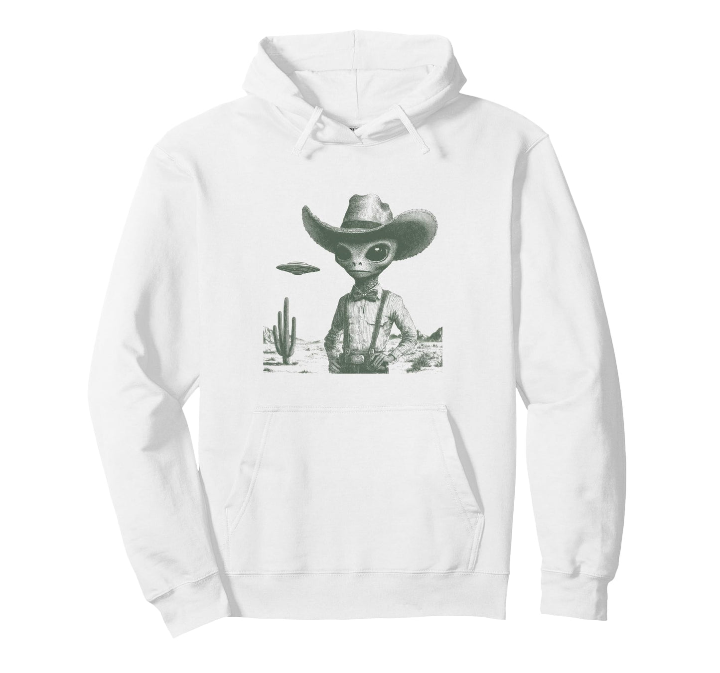 Cowboy Ufo Encounter Alien Western Hoodie - Graphic Print Men Women - T-Shirt, Sweatshirt, Hoodie