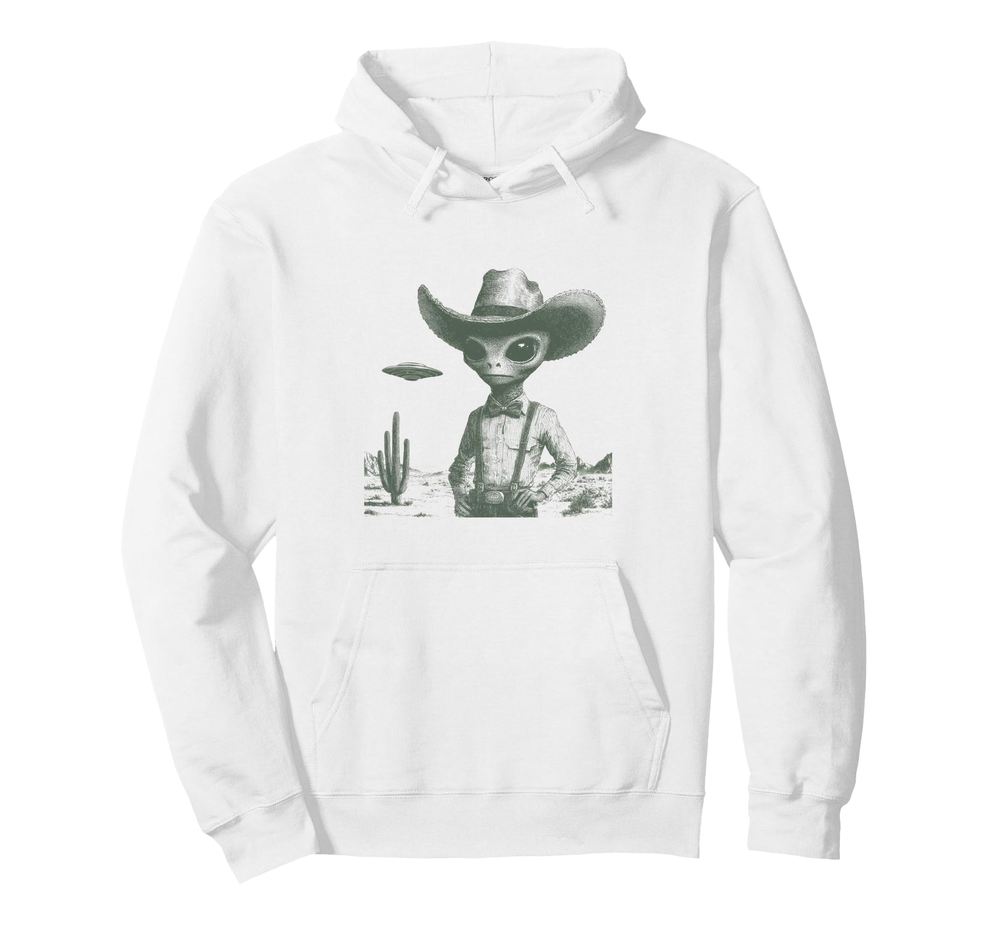 Cowboy Ufo Encounter Alien Western Hoodie - Graphic Print Men Women - T-Shirt, Sweatshirt, Hoodie