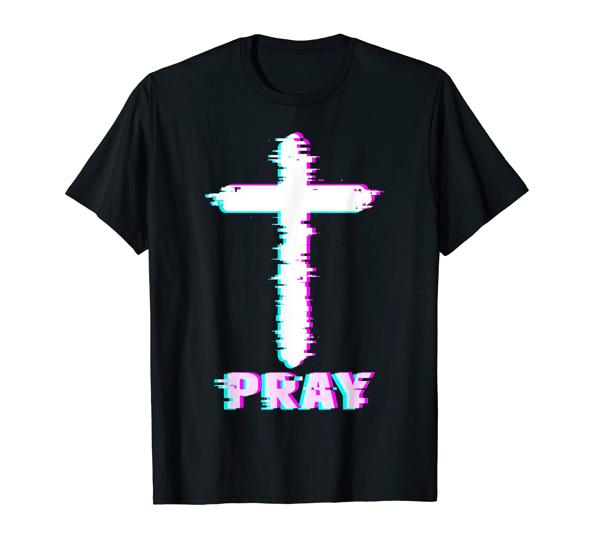 Jesus Glitch Pray Aesthetic Vaporwave T-Shirt - Trendy Graphic Men Women - T-Shirt, Sweatshirt, Hoodie