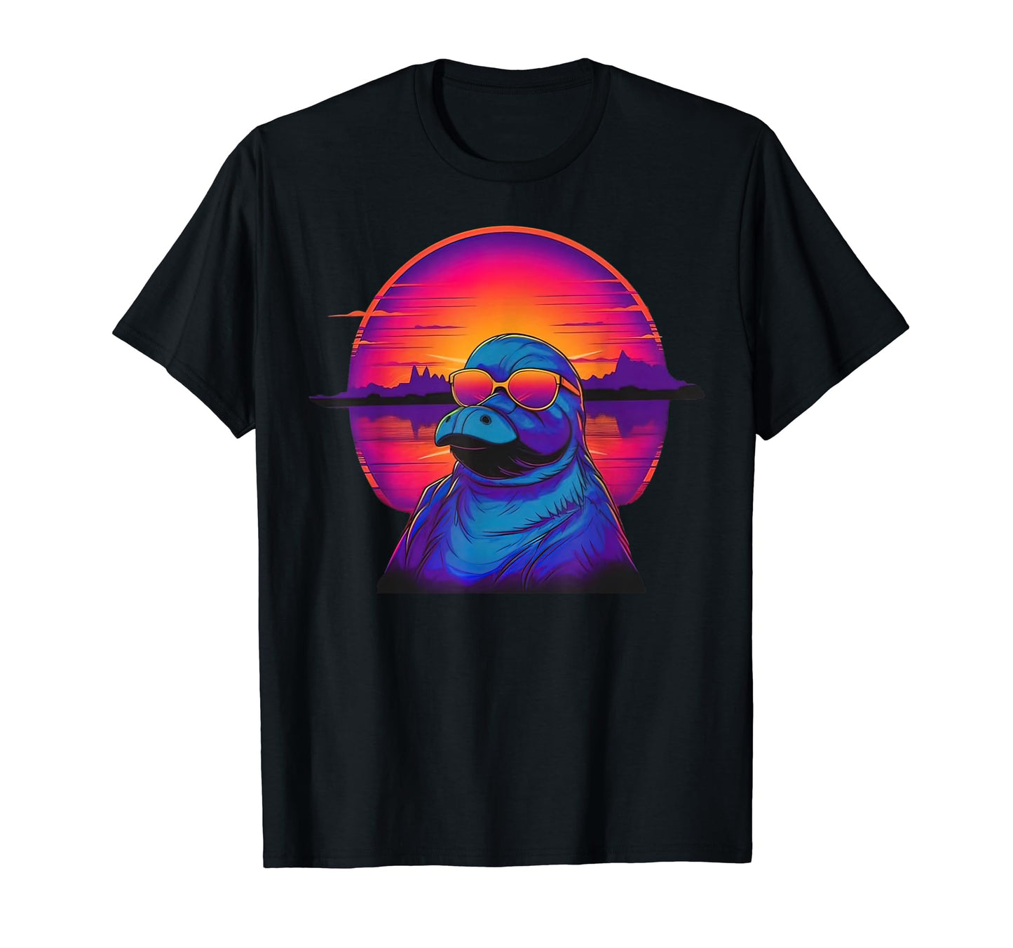 Platypus Synthwave Animal 80S Vibes T-Shirt - Graphic Print for Adults - T-Shirt, Sweatshirt, Hoodie