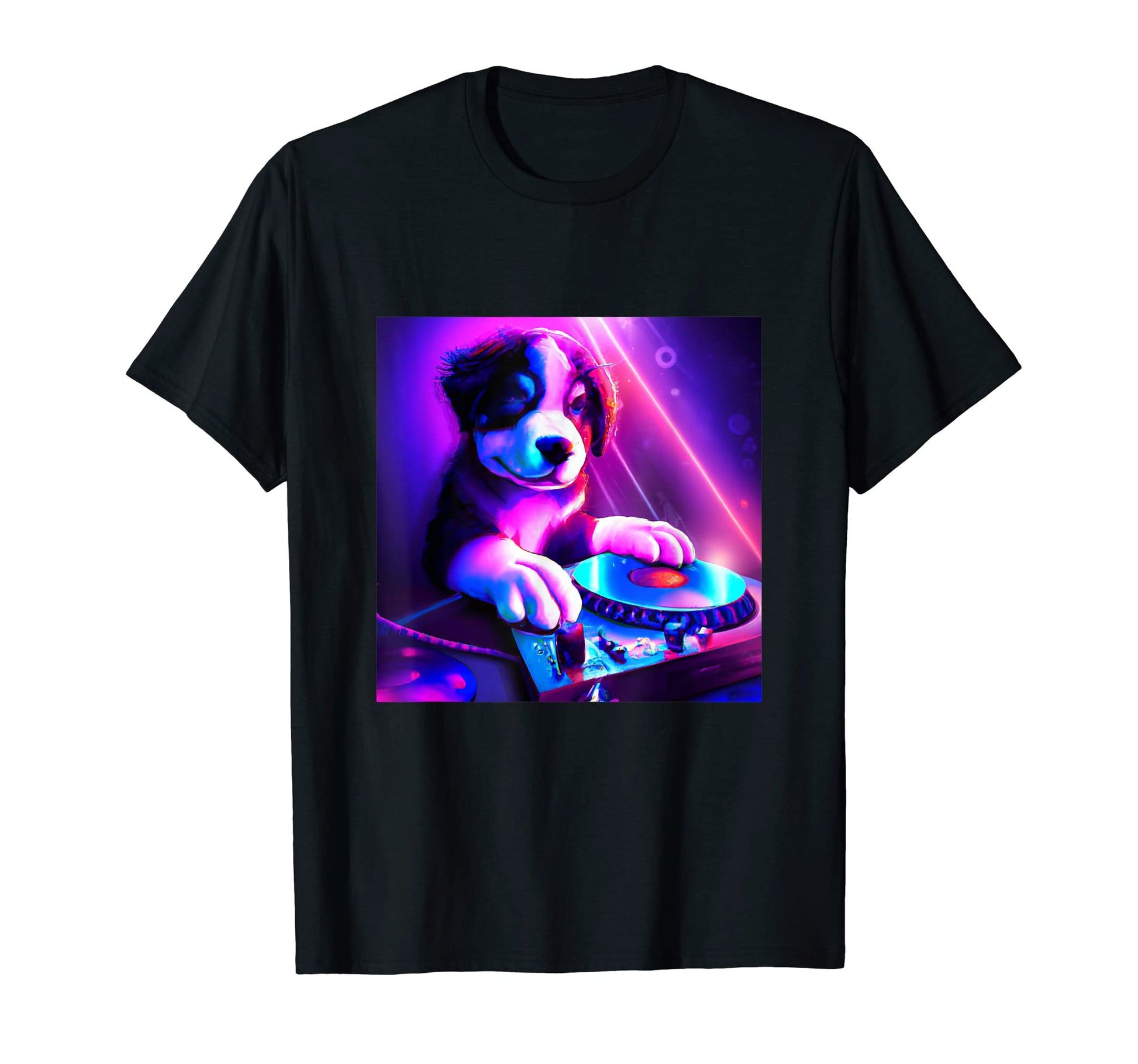 Bernese Mountain Dog Dj Vaporwave T-Shirt - Trendy Graphic for Adults - T-Shirt, Sweatshirt, Hoodie