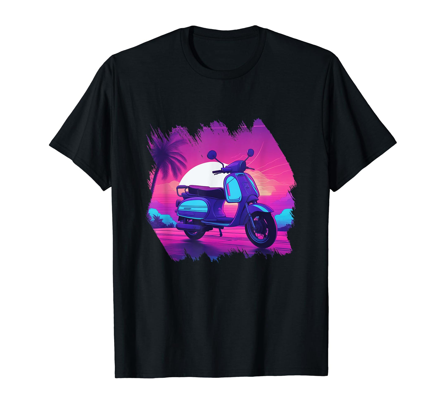 Funny Moped Scooter Sunset Vaporwave T-Shirt - Streetwear Style for Adults - T-Shirt, Sweatshirt, Hoodie