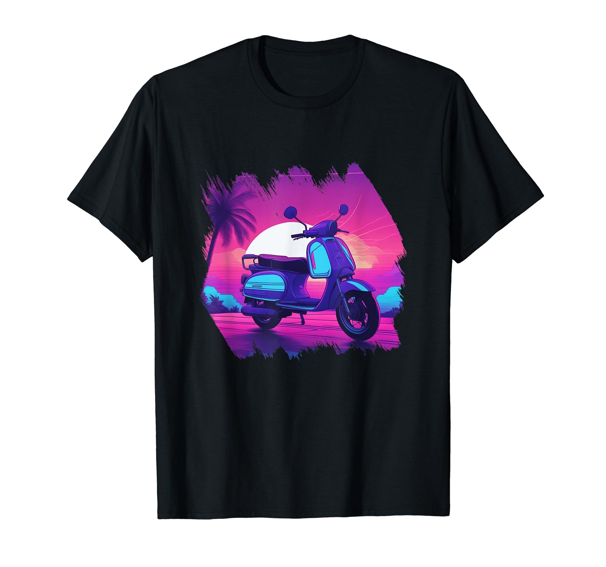 Funny Moped Scooter Sunset Vaporwave T-Shirt - Streetwear Style for Adults - T-Shirt, Sweatshirt, Hoodie