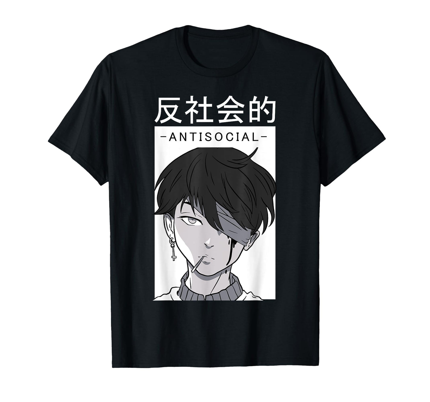 Anti Social Text Vaporwave Anime T-Shirt - Casual Everyday Wear Men Women - T-Shirt, Sweatshirt, Hoodie
